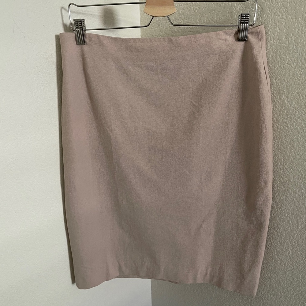 Ann Taylor 90s minimalist Pencil Skirt cotton ivory cream size 10 quiet luxury